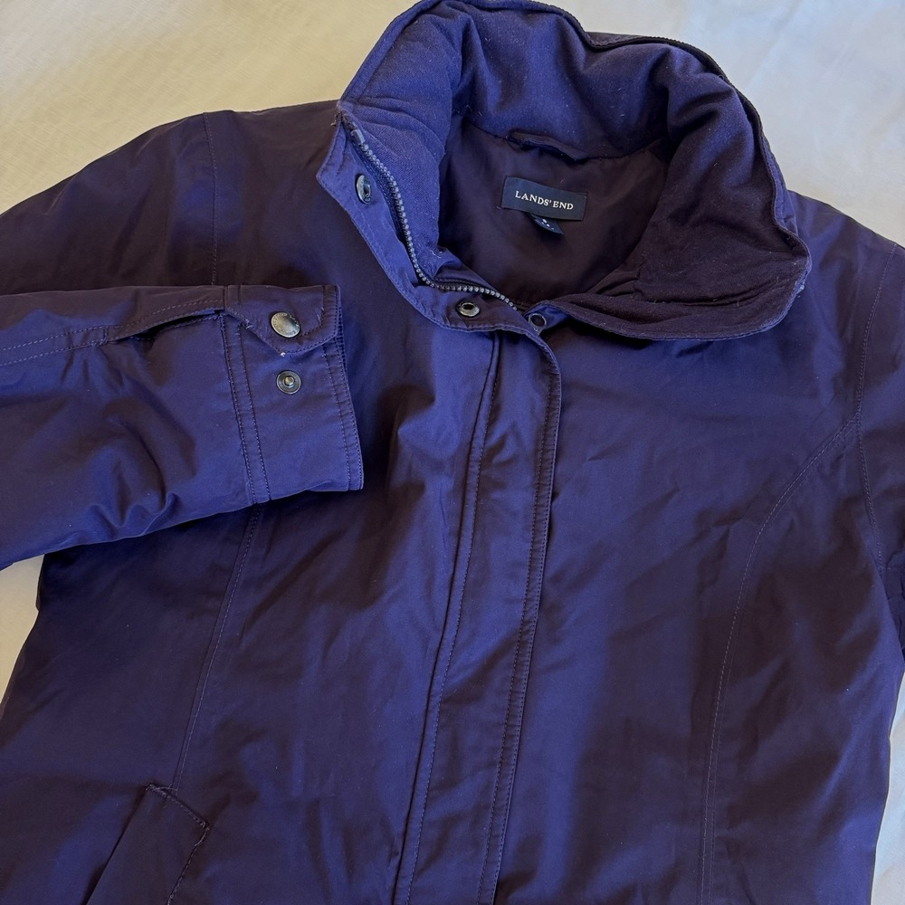 Lands End Down Coat Womens Small‎ 6-8 Insulated Long Parka Jacket Purple
